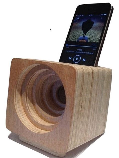 Handmade Wooden Mobile Phone Acoustic Speaker Natural Finish Wood