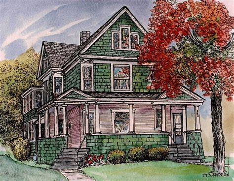 House Portraits Custom Portrait Of Your Home In Penink And