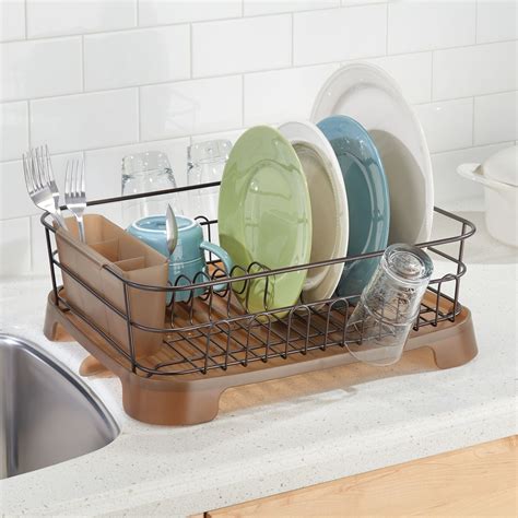 Mdesign Large Kitchen Counter Dish Drying Rack With Swivel Spout Ebay
