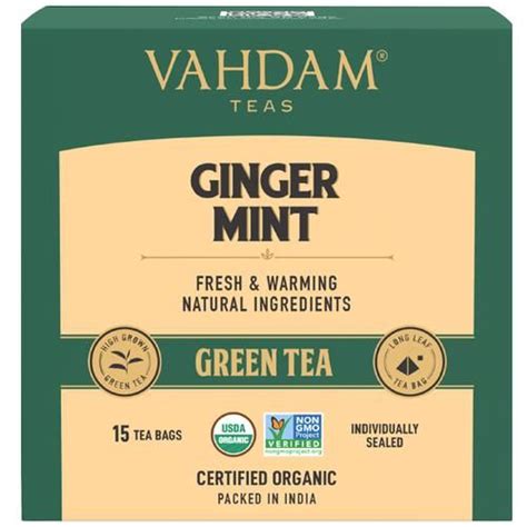 Buy Vahdam Organic Ginger Mint Green Tea Bags Antioxidant Rich