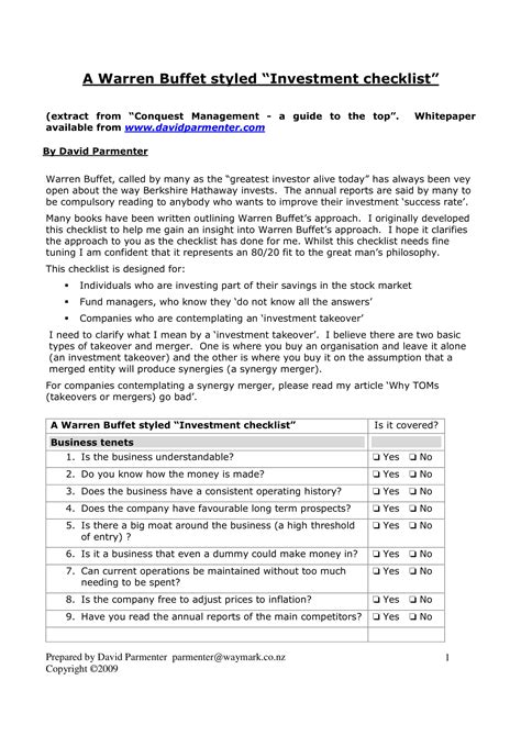 12+ Investment Checklist Examples - PDF, Word | Examples