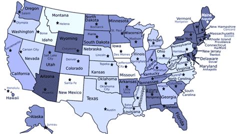 Map Of State Capitals Printable