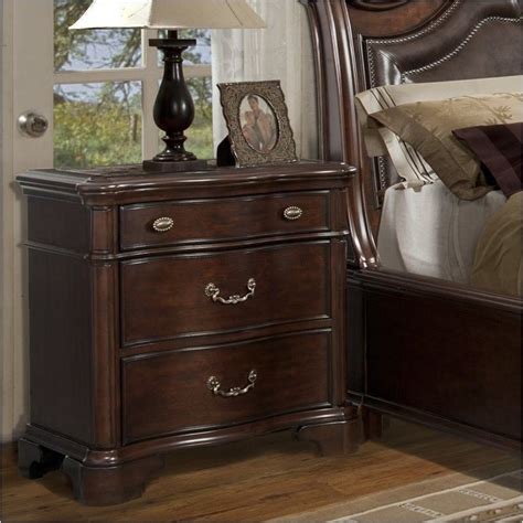 Bowery Hill Solid Wood 3 Drawer Nightstand In Rich Cherry Bh 4752 496414