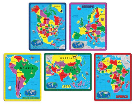 Continent Puzzle Collection Set Of 5 Puzzles A Broader