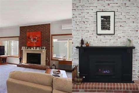 Before And After A Red Brick Fireplace Gets A 250 Modern Makeover