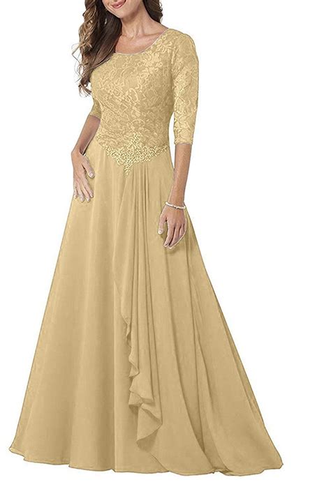 Meaningful Half Sleeves Modest Mother Of The Bride Dresses Long Chiffon Prom Dress Evening Party