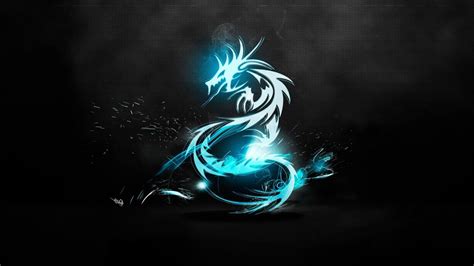 Free Download Hd Wallpaper Gray And Blue Dragon Illustration Fire