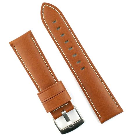 22mm Tan Calf Leather Watch Band White Stitch B And R Bands