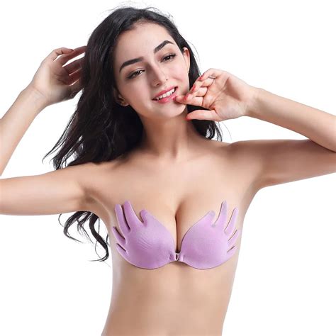 Women S Self Adhesive Invisible Push Up Bra Strapless Hand Style Sticky Bra Silicone Front