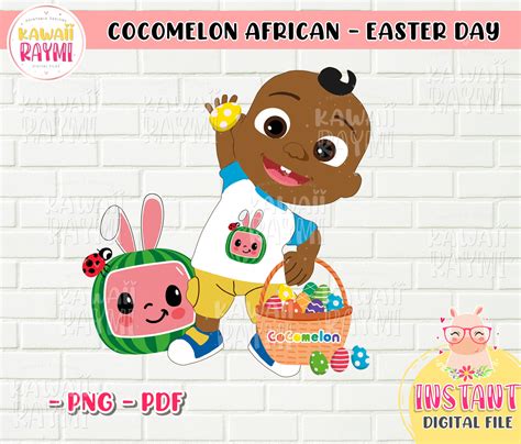 Cocomelon American African - Easter Day, clipart, iron on transfer dig