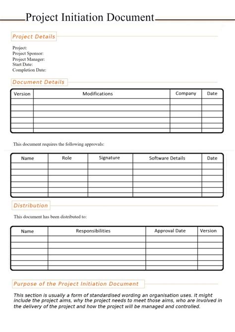 Free Project Initiation Document Template Free Word And Excel Templates
