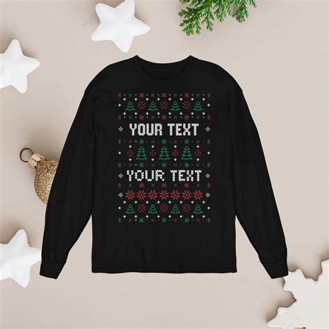 Add Your Text Ugly Christmas Sweater Custom Ugly Xmas Sweater Etsy