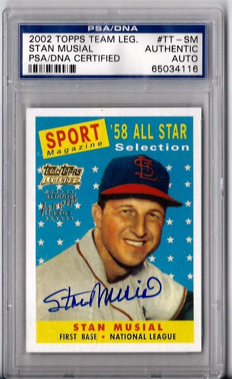 Stan Musial 2002 Topps Team Legends Autograph Auto Psa Dna Cardinals