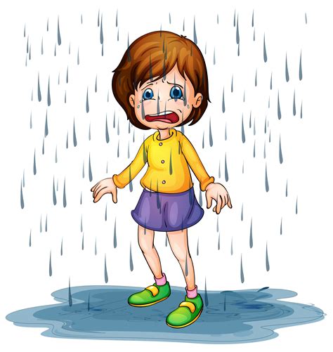 Sad Girl Standing In The Rain 445956 Vector Art At Vecteezy