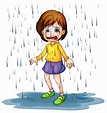 Sad girl standing in the rain 445956 Vector Art at Vecteezy