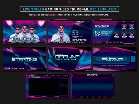 Galactic Live Stream Gaming Video Thumbnail Overlay Template By