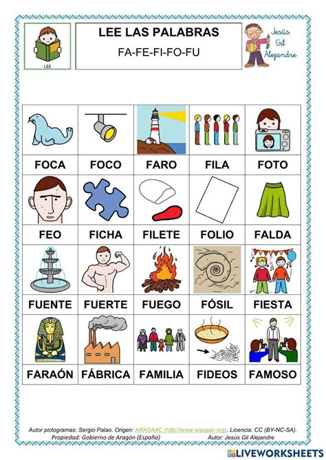 Leer Palabras Con Fa Fe Fi Fo Fu Mayúsculas Worksheet Live Worksheets