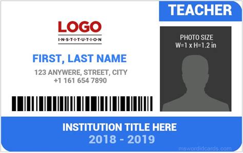 Teacher Id Card Template 11 Professional Templates Ideas