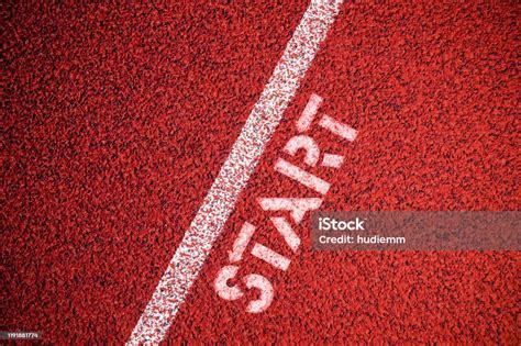 Starting Line Sign At Running Track Background Stock Photo Download