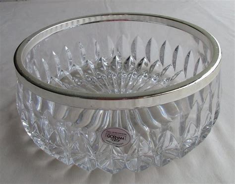 gorham full lead crystal bowl with silver plate rim west germany dk18f by grmamoses on etsy