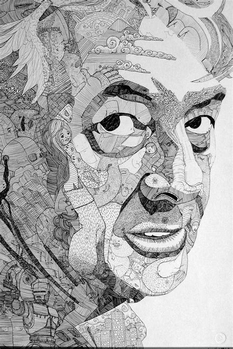Paul Doodled Portrait Of Paul 30x20 Ballpoint Pen