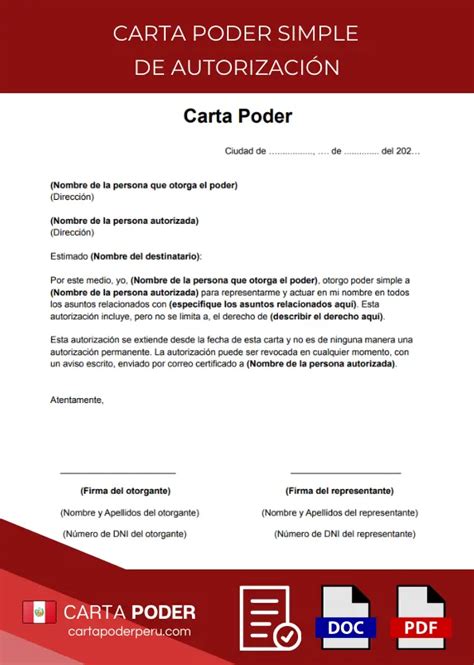 ᐅ Carta Poder Simple de Autorización Modelo 2024