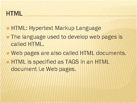 Html Basics Html Html Hypertext Markup Language