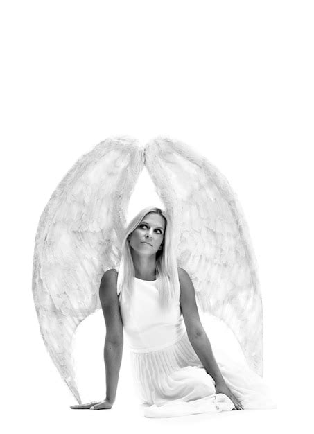 Premium Photo Portrait Of Beautiful Blonde Woman With Angel S Wings