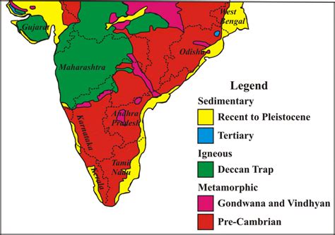 Geological Map Of India Adopted From Cgwb 2014 Download Scientific