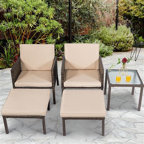 5 Pieces Outdoor Patio Furniture Set Rattan Chairs and Table - Walmart ...