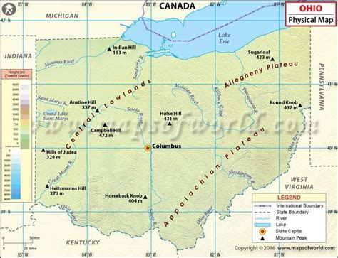 Physical Map Of Ohio Ohio Map Physical Map Physics