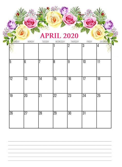 30 Best Free Printable April 2020 Calendars Onedesblog