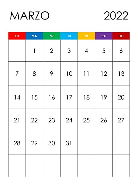 Calendario Marzo 2022 Calendariossu