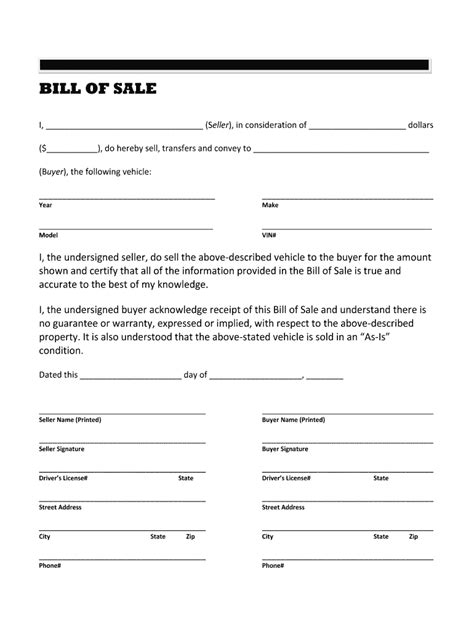 Bill Of Sale Template Fill Out And Sign Printable Pdf Template Signnow