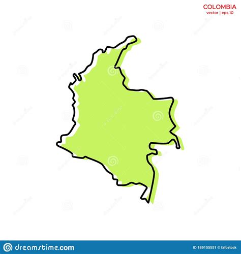 Green Map Of Colombia With Outline Vector Design Template Editable