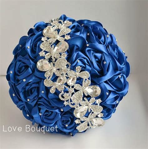 Wedding Bouquet Blue White And Silver Wedding Brooch Bouquet Royal