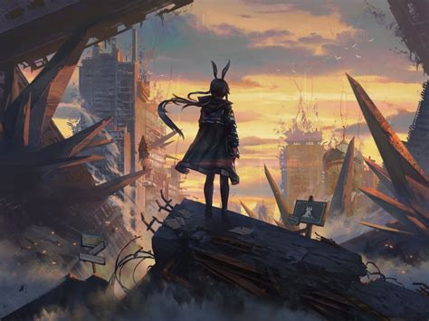 Wallpaper Post Apocalyptic Anime Games Bunny Ears Arknights Back