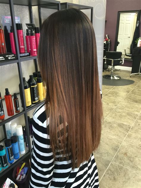 Dark Brown Carmel Balayage Ombre Luces En Cabello Casta O Mechas Balayage Cabello Oscuro