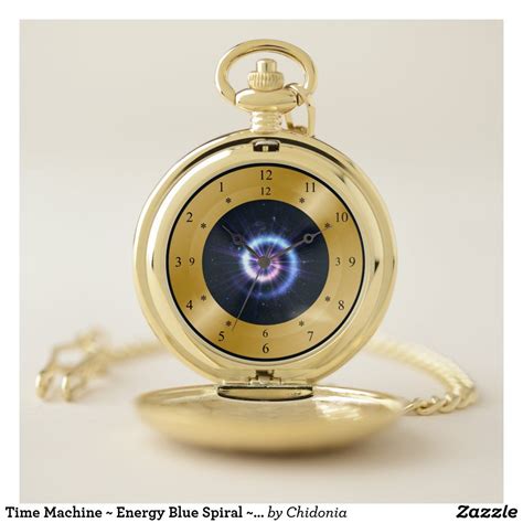 Time Machine ~ Energy Blue Spiral ~ Time Travel Pocket Watch Zazzle
