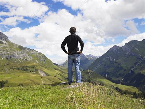 Man Looking At Mountains Stock Image F0033009 Science Photo Library