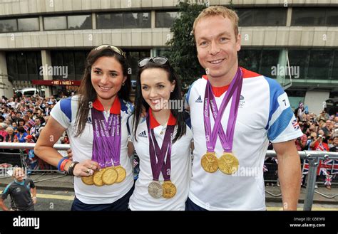 Left To Right Cyclists Sarah Storey Victoria Pendleton And Chris Hoy
