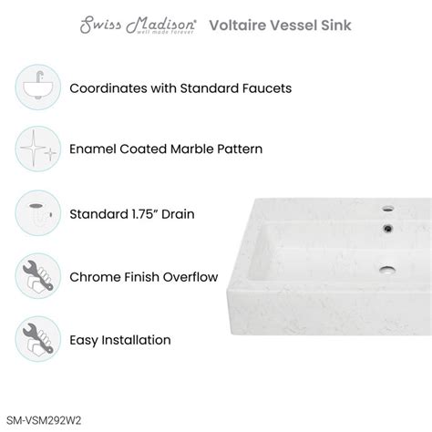 Swiss Madison Voltaire Glossy White Ceramic Rectangular Vessel Bathroom