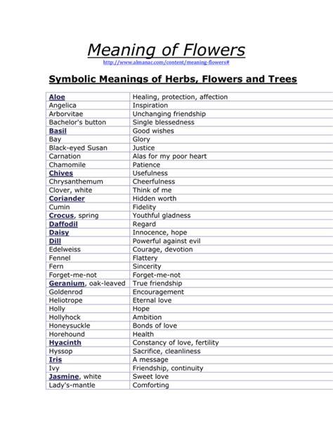 Meaning Of Flowers Symbolic Meanings Of Herbs Flowers And Trees