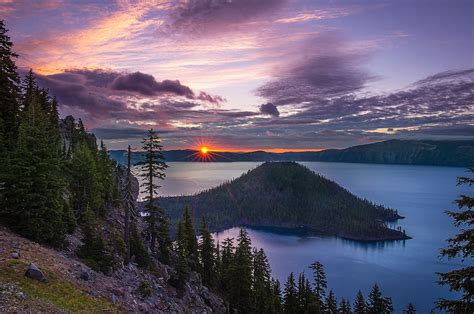 Americas Great Outdoors Sunrise Over Crater Lake National Park Is One