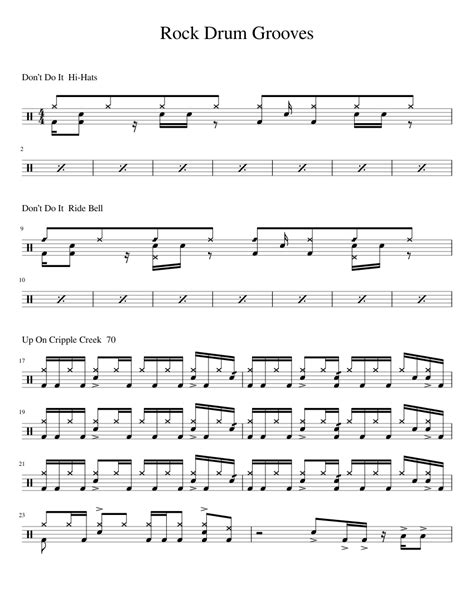 Rock Drum Grooves Sheet Music For Percussion Download Free In Pdf Or Midi