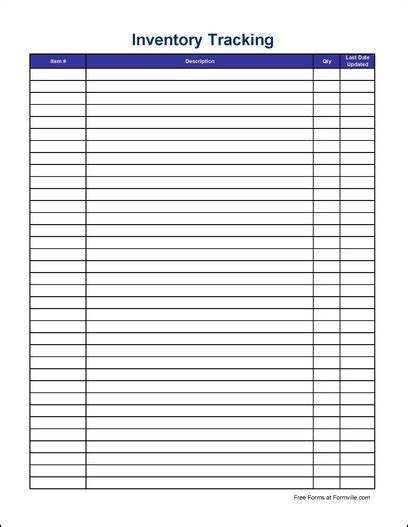 Free Simple Inventory Tracking Sheet Tall From Formville