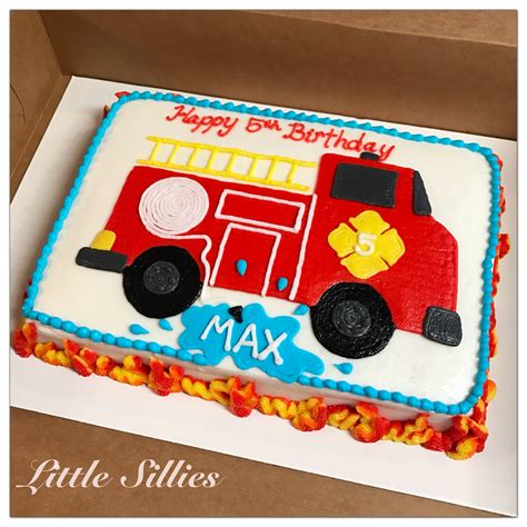 A Fire Truck Sheet Cake Fire Fighter Birthday Party Truck Theme