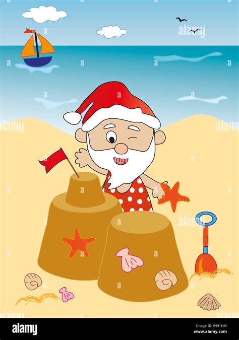 Santa Claus On The Beach Stock Photo Alamy
