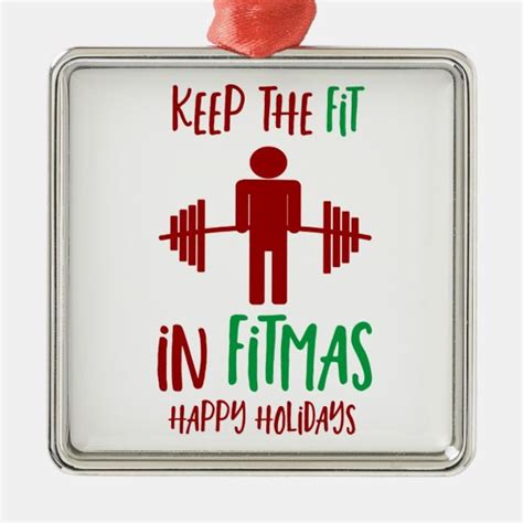 Funny Fitmas Merry Christmas Fitness Pun Metal Ornament