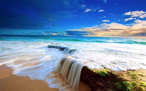 Beautiful Waterfall Beach Wallpapers Hd Desktop And